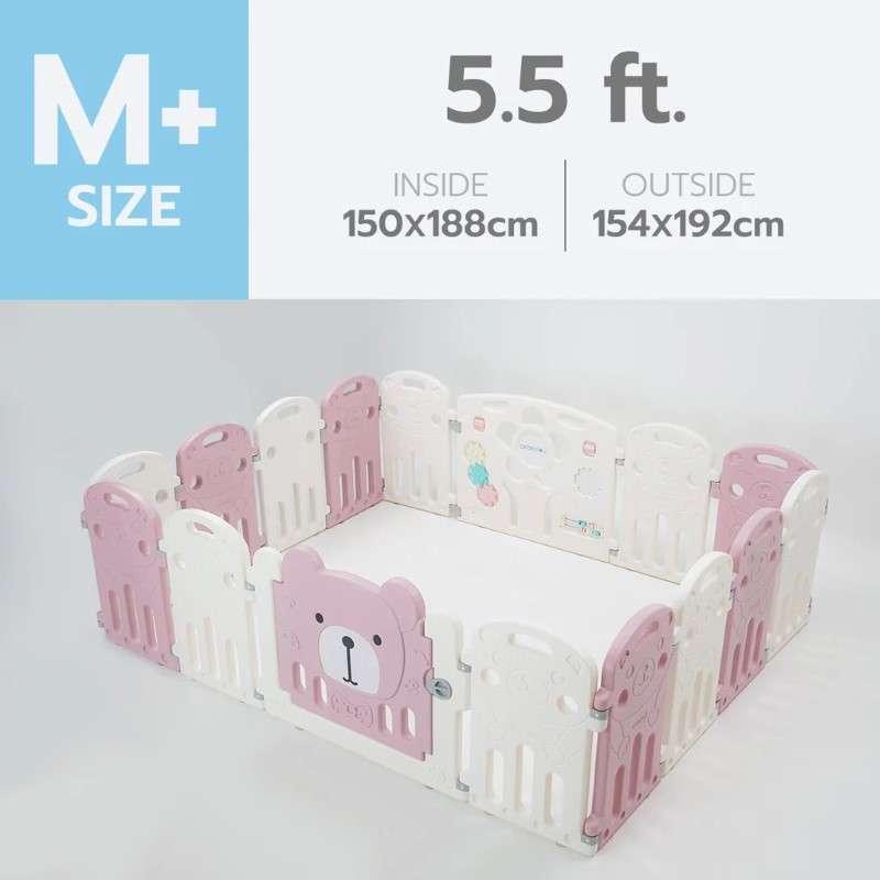 คอกกั้นเด็ก Bebeplay รุ่น Hug Bear ขนาด M+/5.5 ฟุต สีชมพูขาว-1