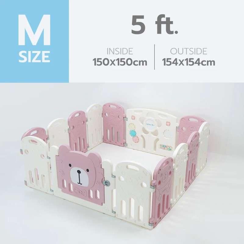 คอกกั้นเด็ก Bebeplay รุ่น Hug Bear ขนาด M/5 ฟุต สีชมพูขาว-1
