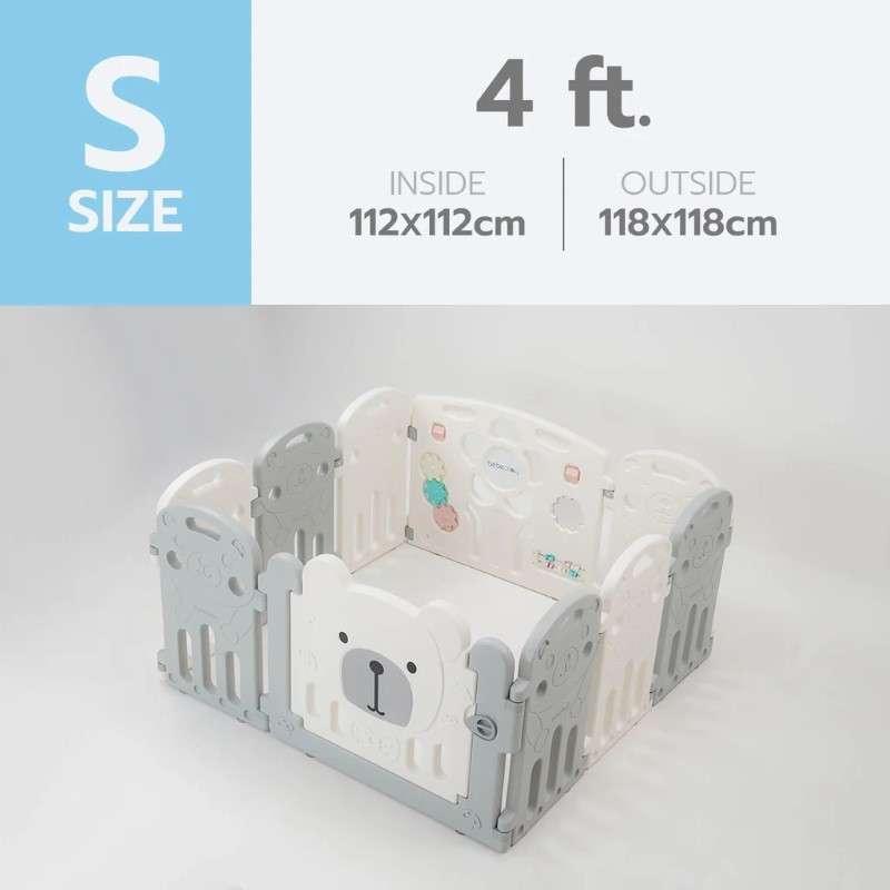 คอกกั้นเด็ก Bebeplay รุ่น Hug Bear ขนาด S/4 ฟุต สีเทาขาว-1