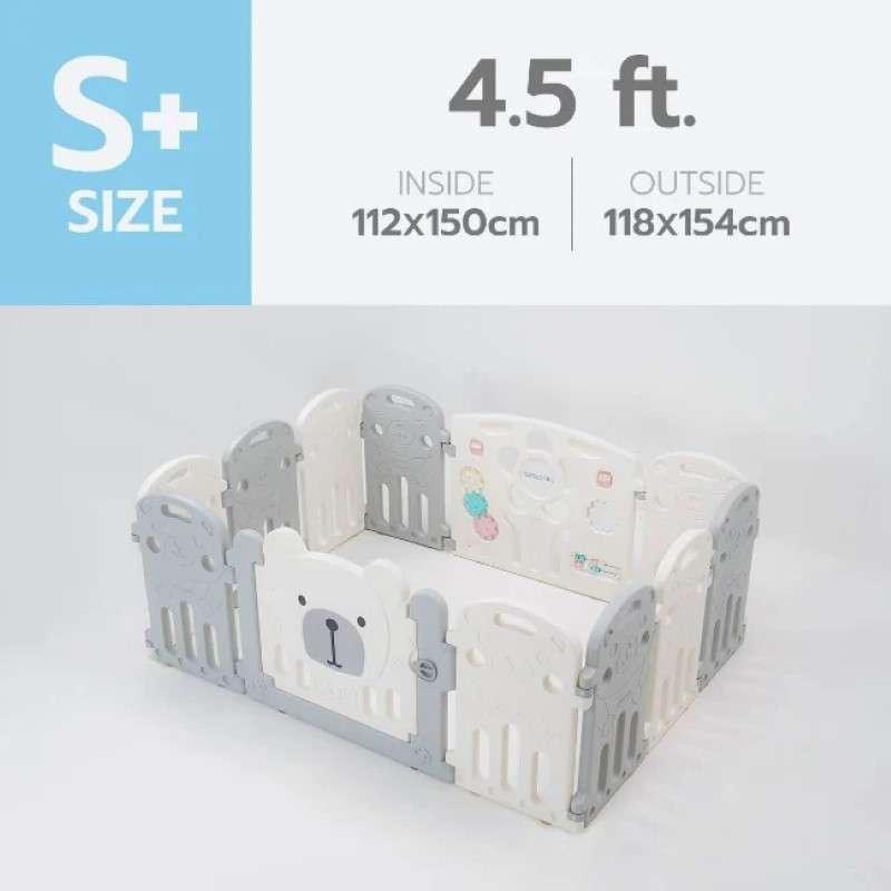 คอกกั้นเด็ก Bebeplay รุ่น Hug Bear ขนาด S+/4.5 ฟุต สีเทาขาว-1