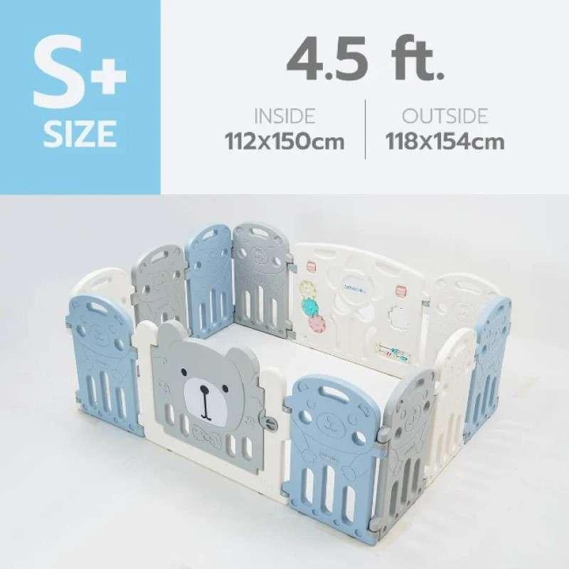 คอกกั้นเด็ก Bebeplay รุ่น Hug Bear ขนาด S+/4.5 ฟุต สีฟ้าเทาขาว-1