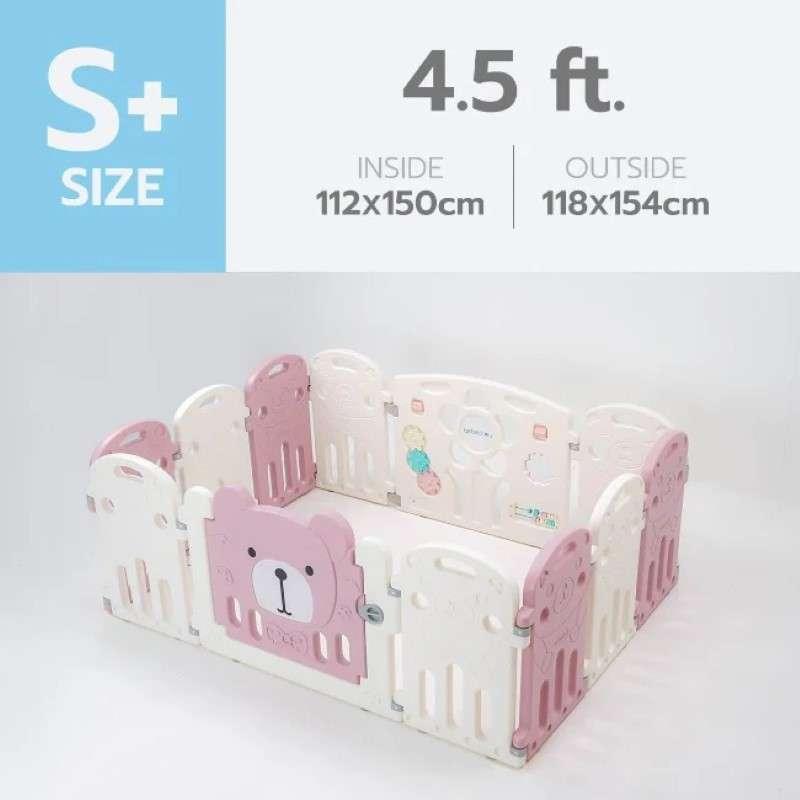 คอกกั้นเด็ก Bebeplay รุ่น Hug Bear ขนาด S+/4.5 ฟุต สีชมพูขาว-1