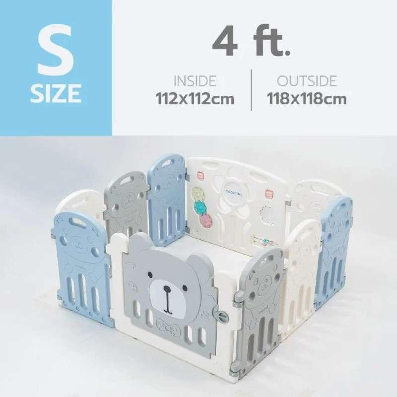 คอกกั้นเด็ก Bebeplay รุ่น Hug Bear ขนาด S/4 ฟุต สีฟ้าเทาขาว-1