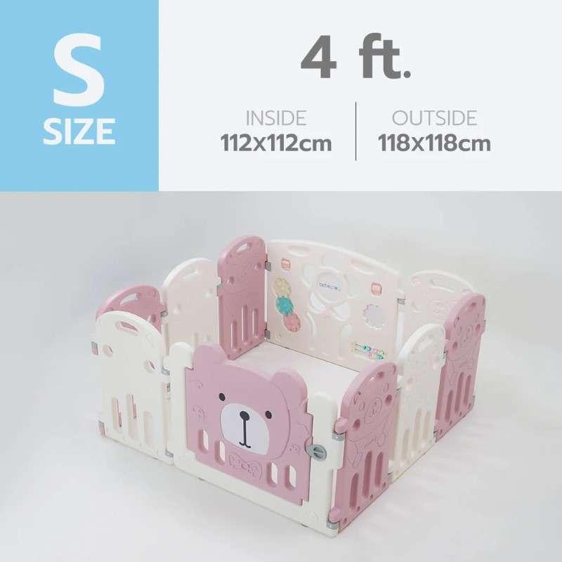 คอกกั้นเด็ก Bebeplay รุ่น Hug Bear ขนาด S/4 ฟุต สีชมพูขาว-1