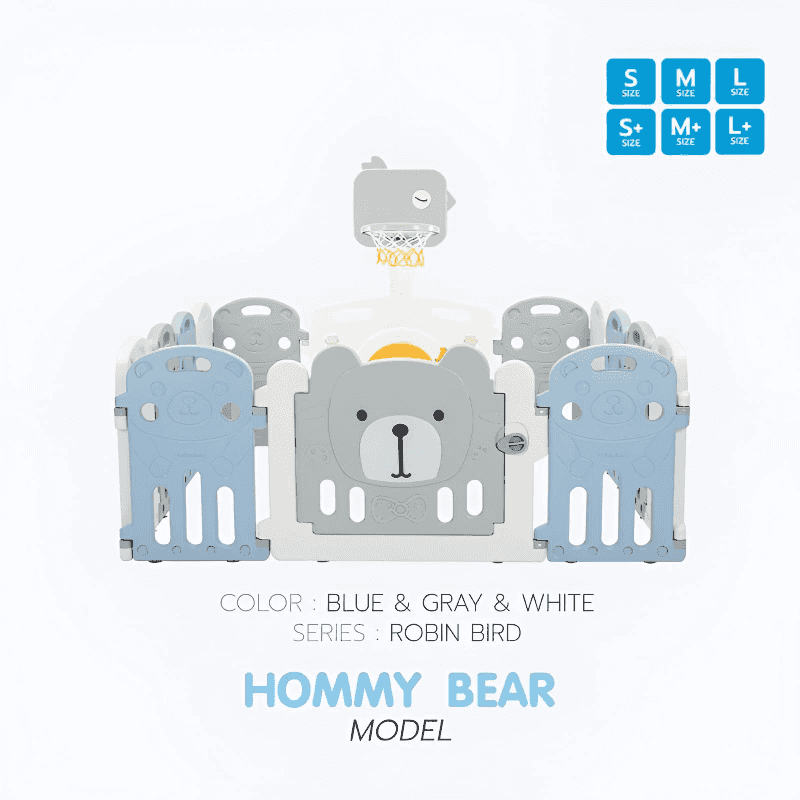 คอกกั้นเด็ก Bebeplay รุ่น Robin Bird ขนาด L+/6.5 ฟุต สีเทาขาว-1