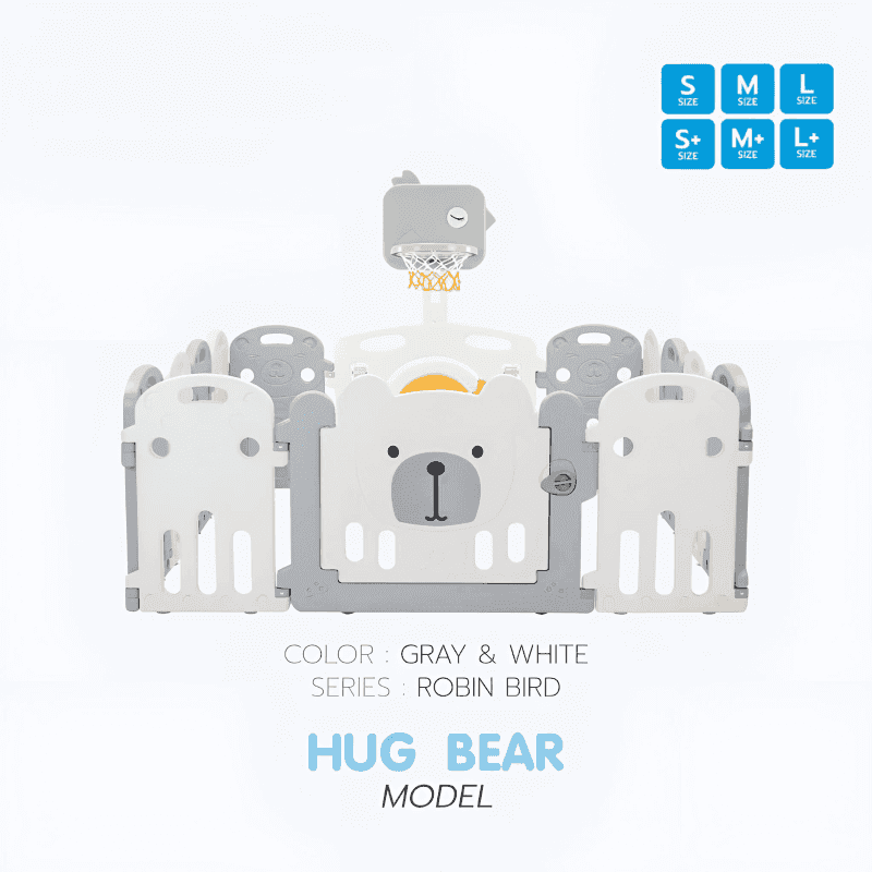 คอกกั้นเด็ก Bebeplay รุ่น Robin Bird ขนาด M+/5.5 ฟุต สีเทาขาว-1