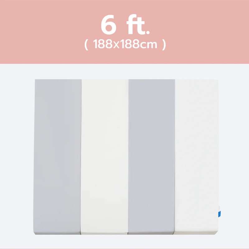 เบาะรองคลาน แบบพับ Bebeplay รุ่น Premium Antibacterial ขนาด L/6 ฟุต สีเทาขาว-1