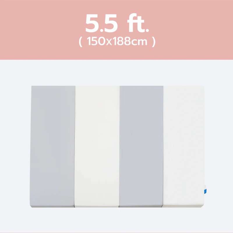เบาะรองคลาน แบบพับ Bebeplay รุ่น Premium Antibacterial ขนาด M+/5.5 ฟุต สีเทาขาว-1