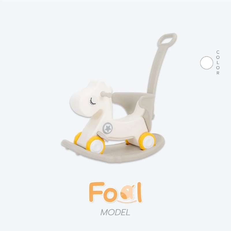 ม้าโยกขาไถ Bebeplay 2in1 รุ่น Foal สีเทา ขาว-1