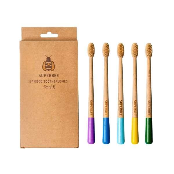 แปรงสีฟันไม้ไผ่ SuperBee (5 ชิ้น /ชุด)-1