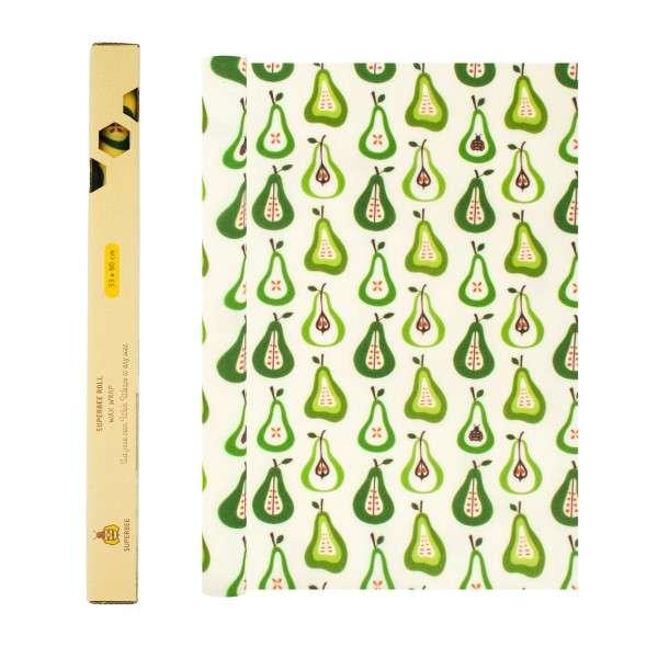 ผ้าเคลือบไขผึ้งห่ออาหาร แบบม้วน (Beeswax Wrap Roll) ลาย Pears-1