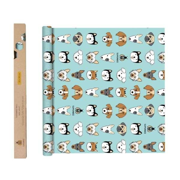 ผ้าเคลือบไขผึ้งห่ออาหาร แบบม้วน (Beeswax Wrap Roll) ลาย Dogs-1
