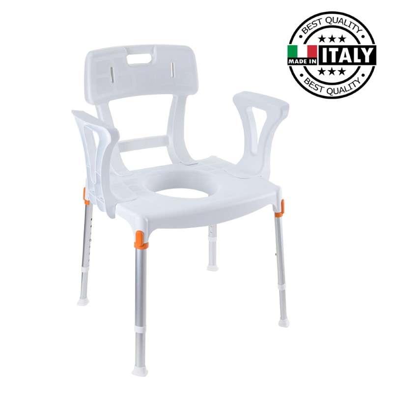 เก้าอี้อาบน้ำขับถ่าย KING พร้อมพนักพิง สีขาว-1