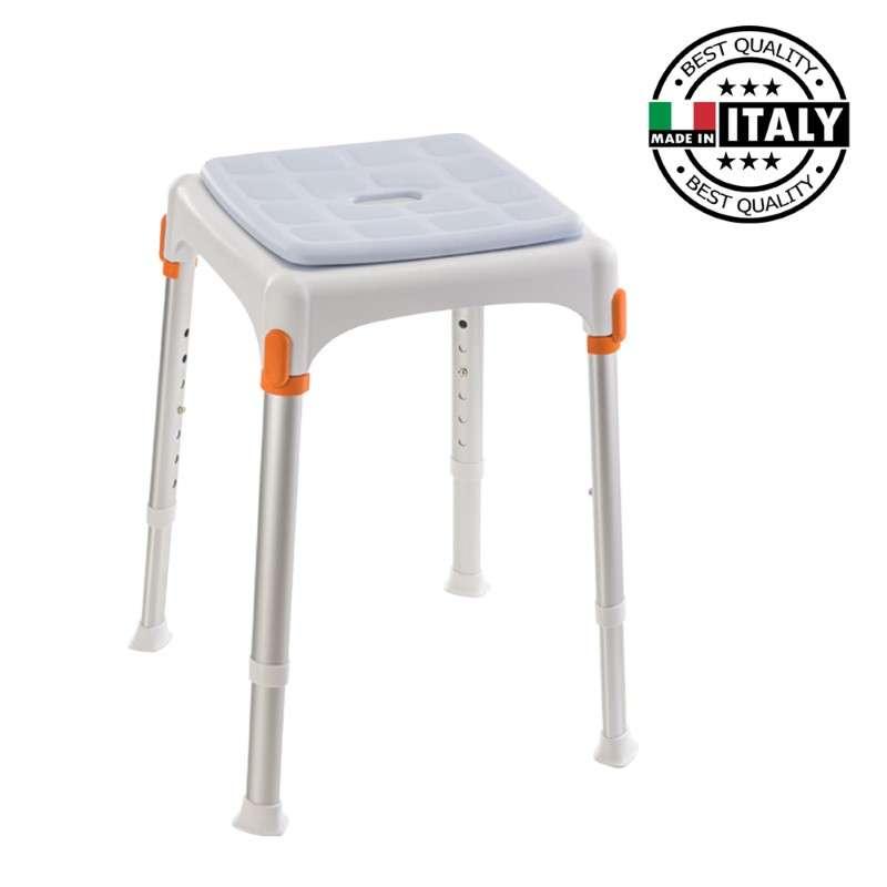 เก้าอี้อาบน้ำ KING ทรงสี่เหลี่ยมปรับความสูง สีขาว-1