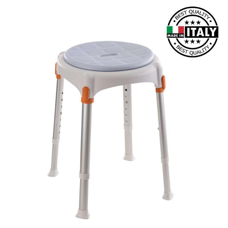 เก้าอี้อาบน้ำ KING ทรงกลม ปรับความสูง สีขาว 
-1