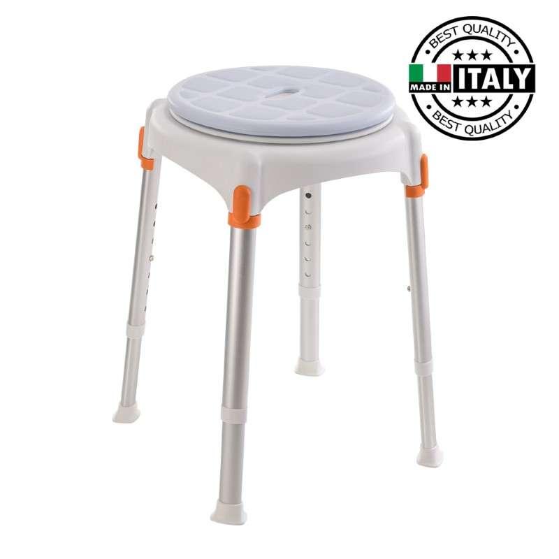 เก้าอี้อาบน้ำ KING ทรงกลมแบบหมุนได้ ปรับความสูง สีขาว -1