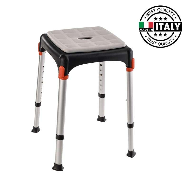 เก้าอี้อาบน้ำ KING ทรงสี่เหลี่ยม ปรับความสูง สีดำ-1