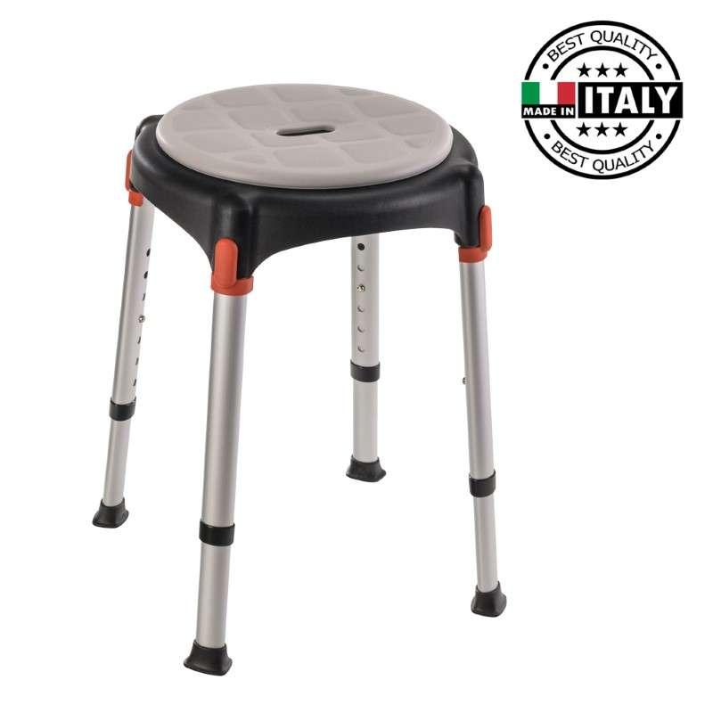 เก้าอี้อาบน้ำ KING ทรงกลม ปรับความสูง สีดำ 
-1