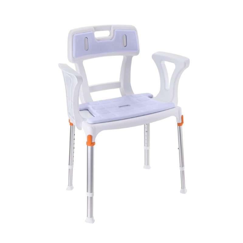 เก้าอี้อาบน้ำ KING มีที่วางแขนและพนักพิง ปรับความสูง สีขาว -1