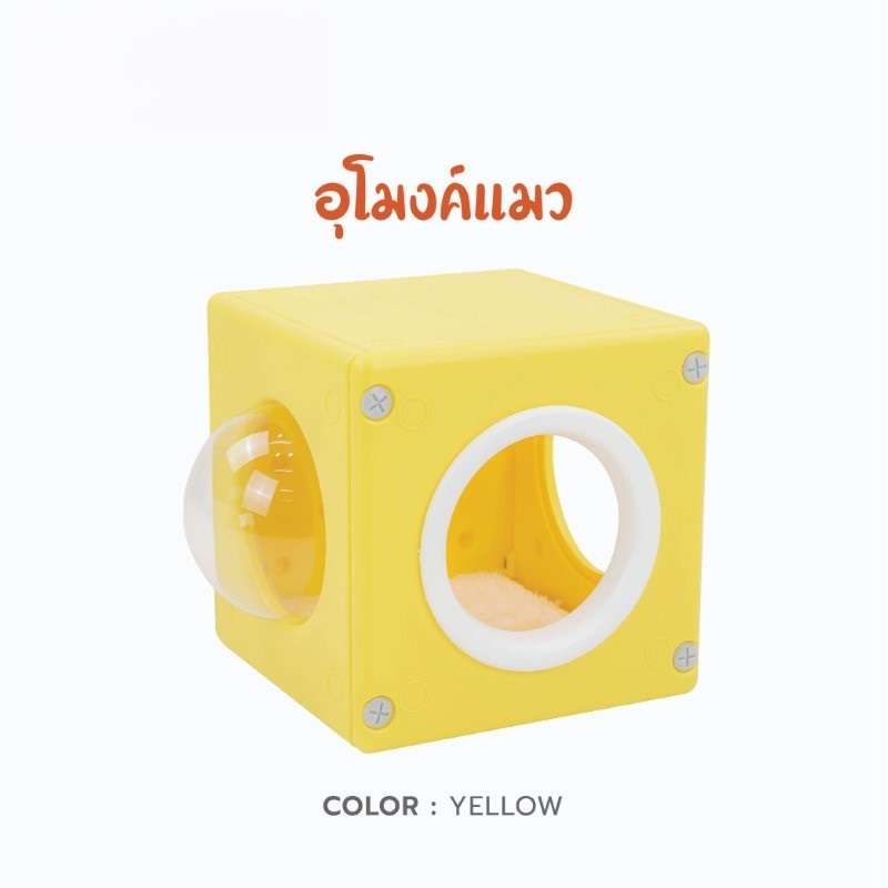 อุโมงค์แมว Hosttail แบบกล่อง สีเหลือง-1