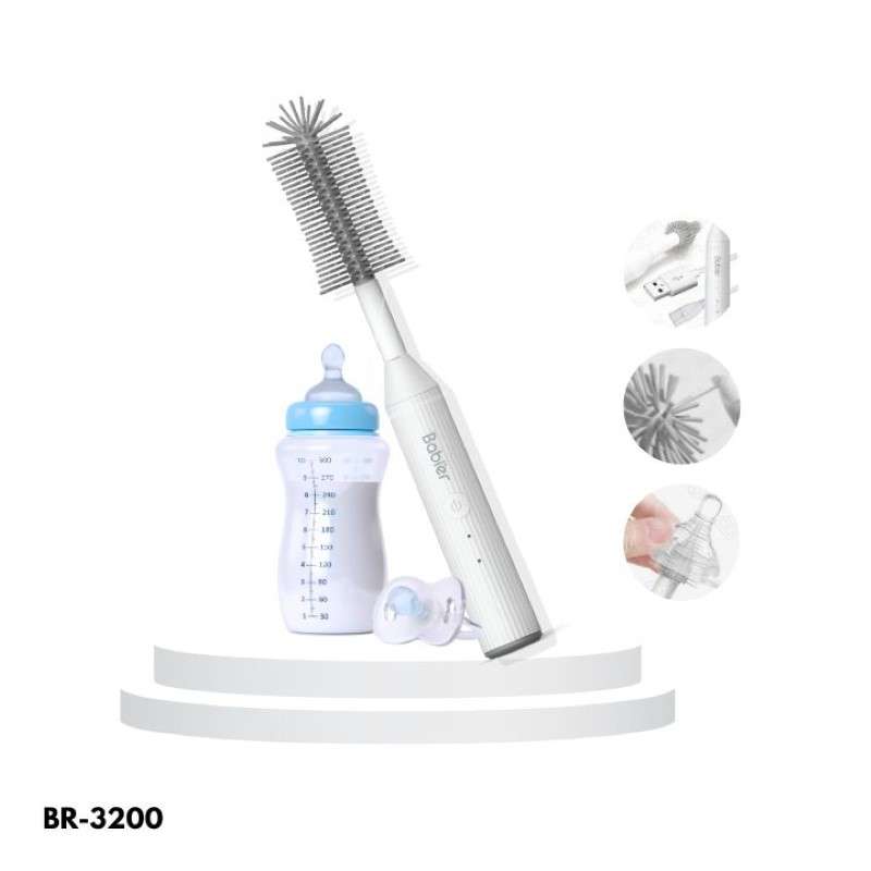 แปรงล้างขวดนมไฟฟ้าปรับ 2 ระดับ Babier รุ่น BR-3200 [หัวแปรงซิลิโคน]-1