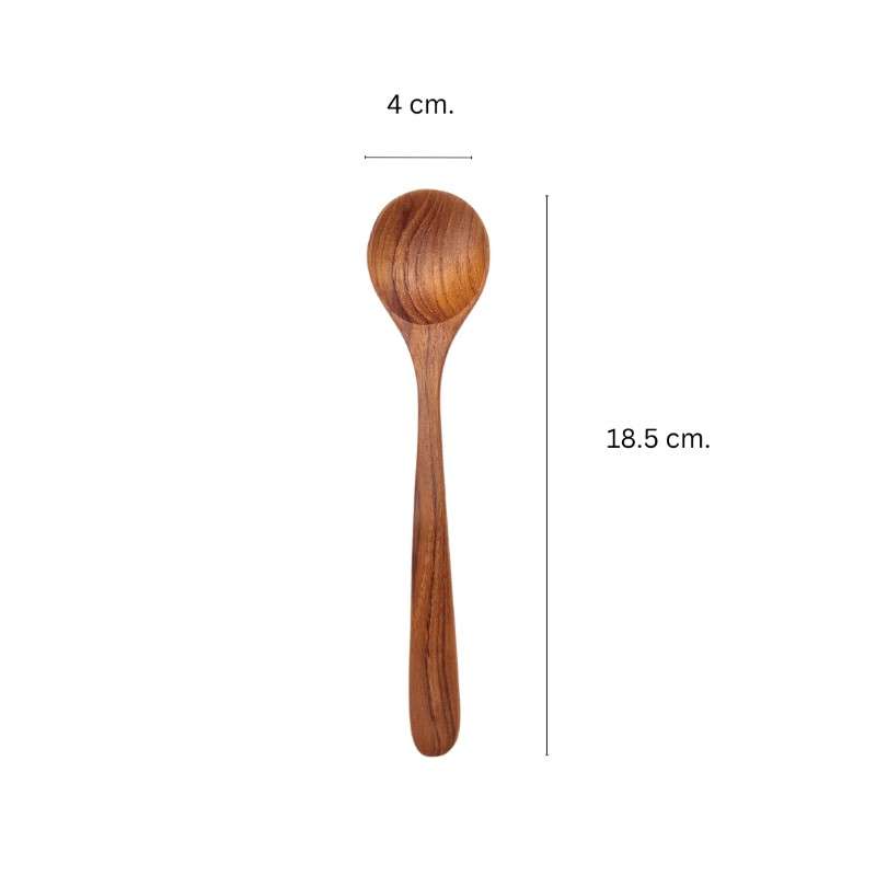 ช้อนทานอาหารไม้สัก CHITA HOUSE รุ่นหน้ากลม สีไม้ธรรมชาติ สินค้า OTOP-1