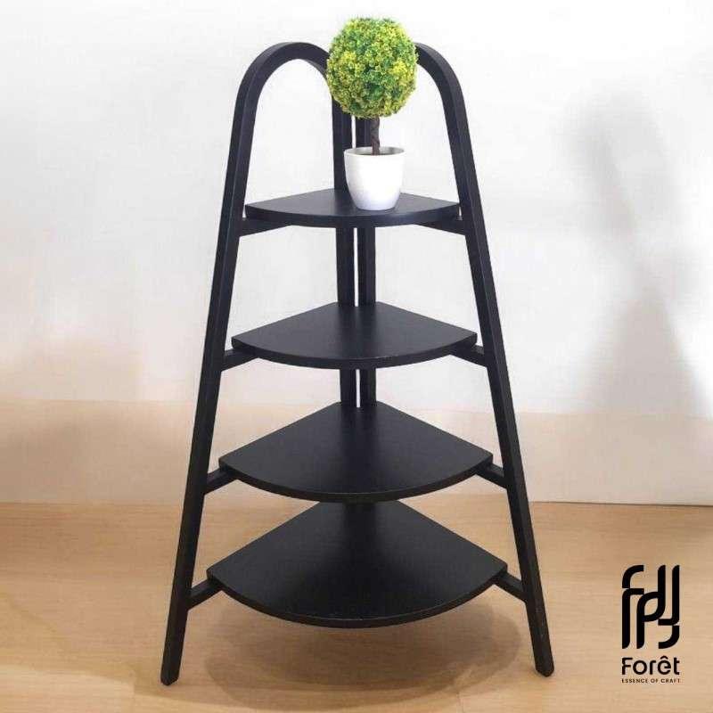 ชั้นวางของเข้ามุม Foret รุ่นSP2222 ไม้ยางพารา สีBlack-1