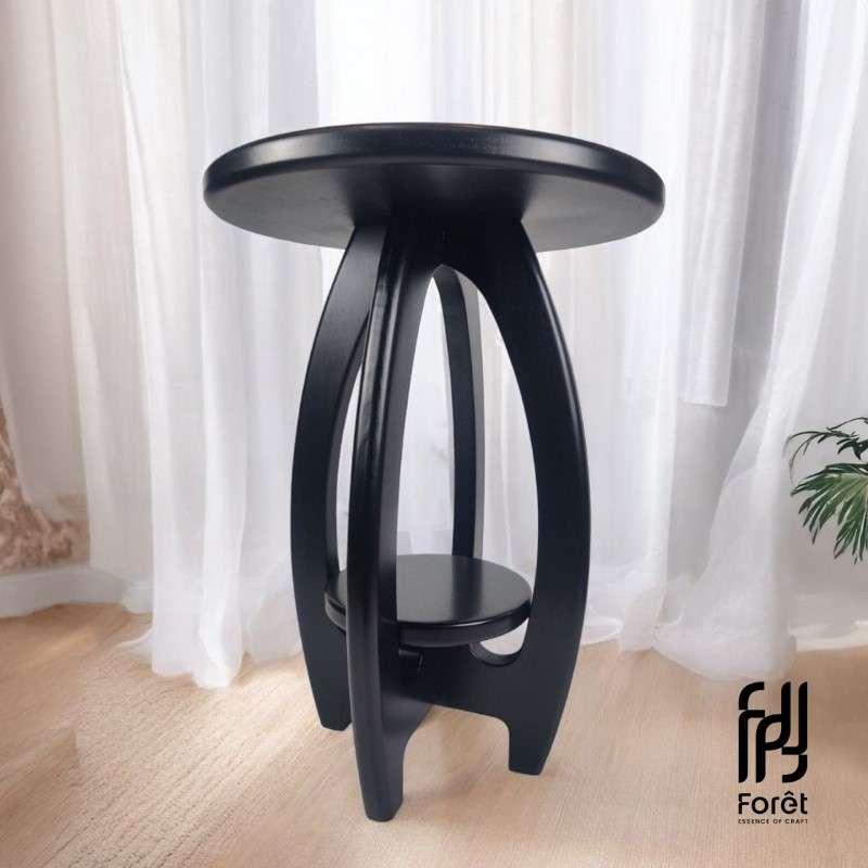 โต๊ะข้างวางของ Foret รุ่นSP2233 ไม้ยางพารา สีBlack-1