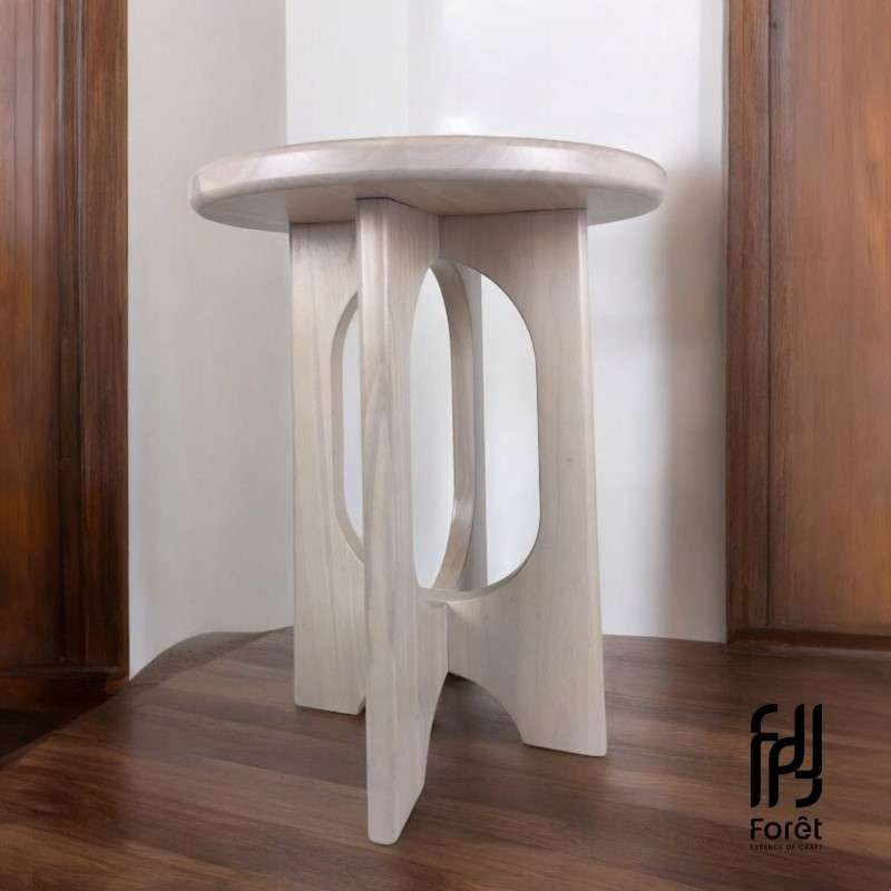 โต๊ะข้างวางของ Foret รุ่นSP2234 ไม้ยางพารา สีWhite wash-1