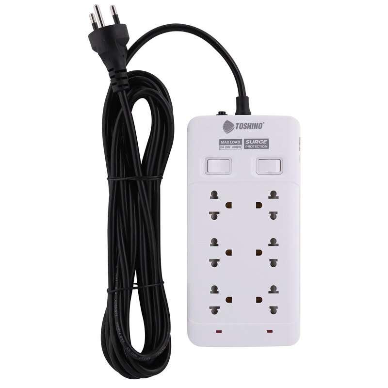 รางปลั๊ก TOSHINO รุ่น SOD-63 รางปลั๊ก 6 ช่อง 2 สวิตซ์ สายยาว 3 ม.(10A/2300W) แถวคู่(สีขาว)-1