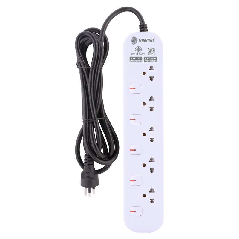 รางปลั๊ก TOSHINO รุ่น JT5-3M รางปลั๊ก 5 ช่อง 5 สวิตช์ สายยาว 3 ม. (16A/3600W)(สีขาว)-1