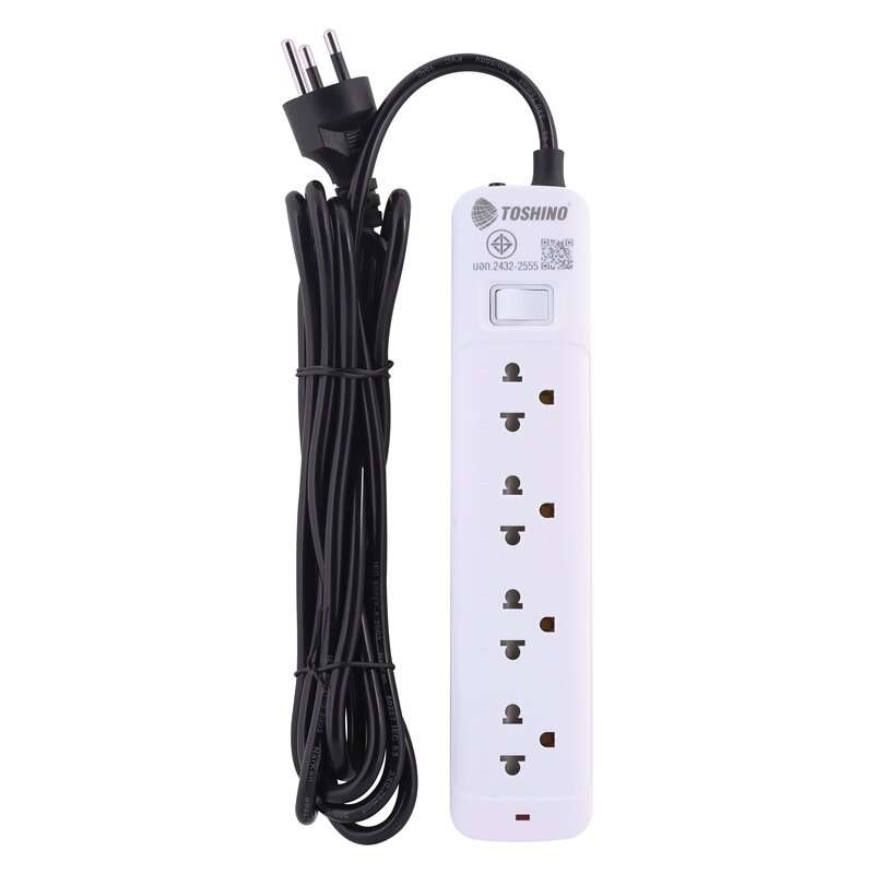 รางปลั๊ก TOSHINO รุ่น SO-42 รางปลั๊ก 4 ช่อง 1 สวิตช์ สายยาว 2 ม. (10A/2300W)(สีขาว)-1