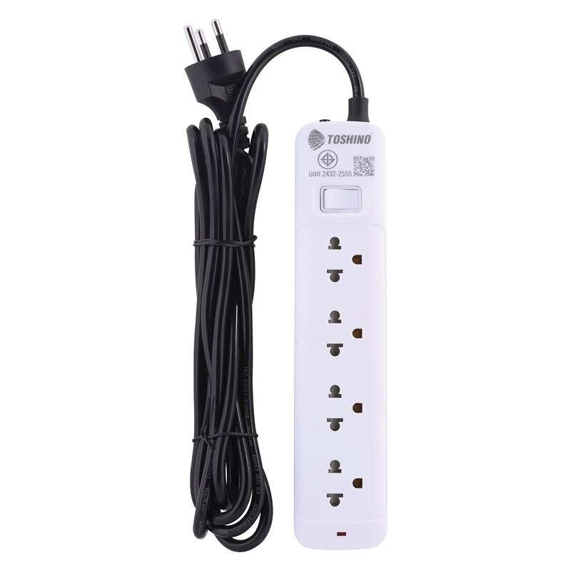 รางปลั๊ก TOSHINO รุ่น SO-45 รางปลั๊ก 4 ช่อง 1 สวิตช์ สายยาว 5 ม. (10A/2300W)(สีขาว)-1