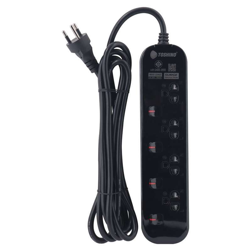 รางปลั๊ก TOSHINO รุ่น JT4-5MBK รางปลั๊ก 4 ช่อง 4 สวิตช์ 5 ม. (16A/3600W)(สีดำ)-1