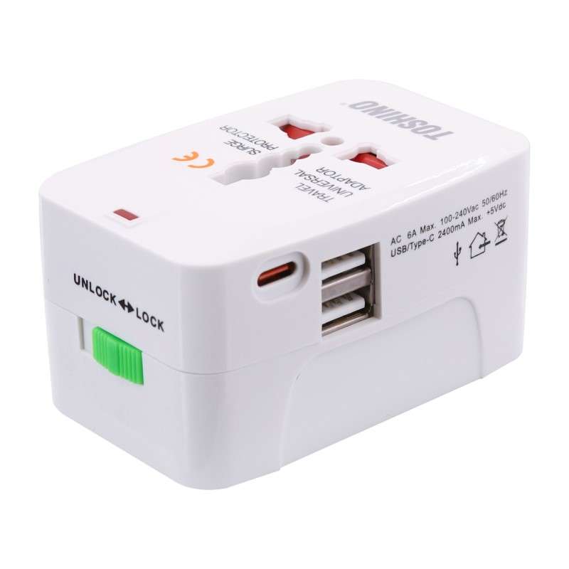 ปลั๊กแปลง TOSHINO รุ่น DE-204UC 4 in 1+Surge+2A1C 5V2.4A-1