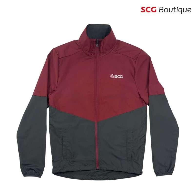 แจ็คเก็ตผ้าร่ม สปอร์ตตัดต่อ เทาแดง L 46-1