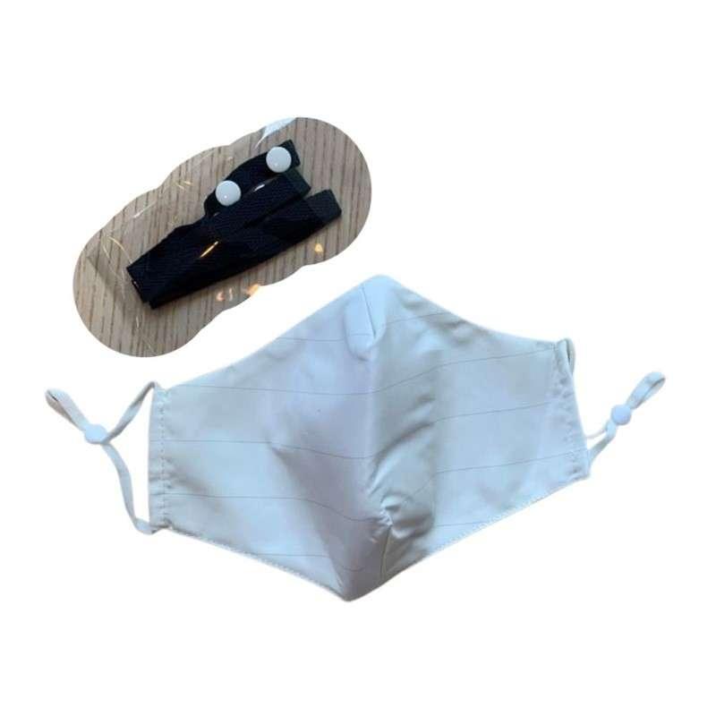 หน้ากากอนามัยจากผ้ากันไรฝุ่น พร้อมสายคล้องคอ MITEX สีขาวลายเส้นเทา ขนาด (13.97 x 22.86 cm.)-1