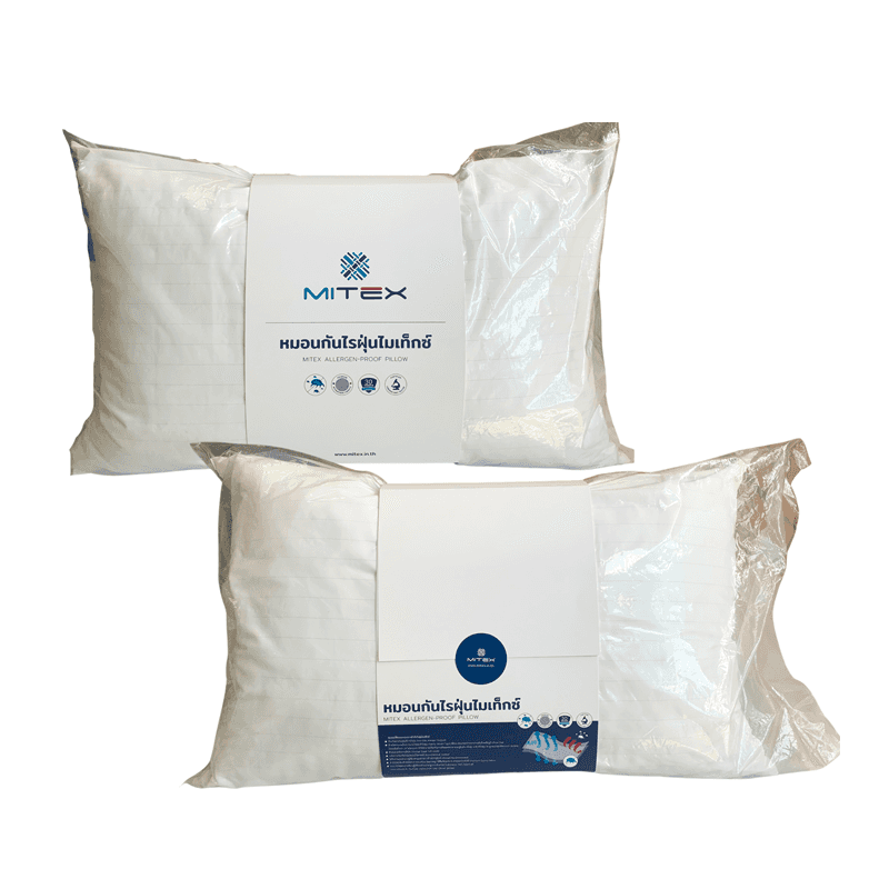 หมอนกันไรฝุ่น MITEX สีขาวลายเส้นเทา ขนาด (40.64 x 71.12 x 15.24 cm.)-1