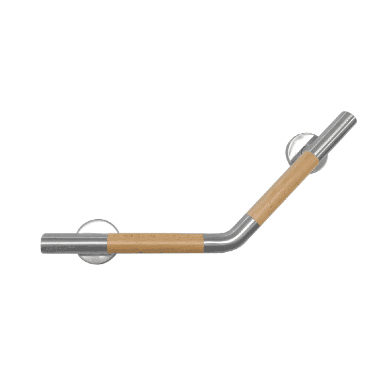 ราวจับผู้สูงอายุ ELDERLIFE ราวจับกันลื่น สแตนเลสผสมไม้ รูปทรงตัว V รุ่น BHW-015-1