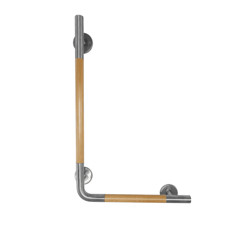 ราวจับผู้สูงอายุ ELDERLIFE ราวจับกันลื่น สแตนเลสผสมไม้ รูปทรงตัว L รุ่น BHW-016-1