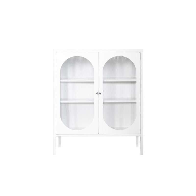 ตู้โชว์ 3 ชั้น Kiosk รุ่น Sleek ทรงกลาง พร้อมกระจกคลื่นมุมโค้ง 3 ด้าน สีขาว-1