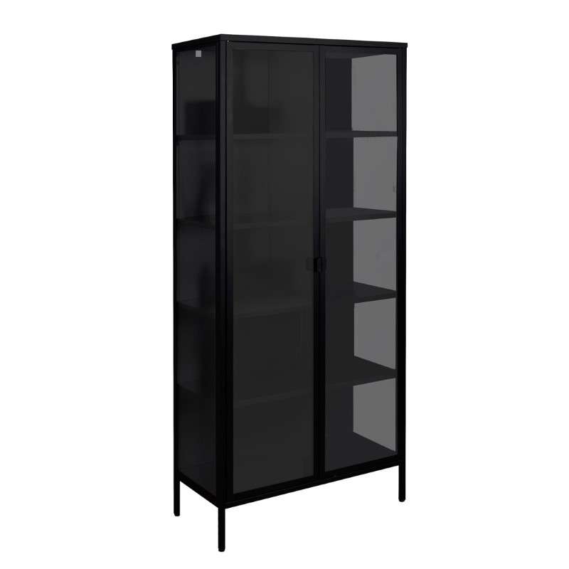 ตู้โชว์ 5 ชั้น Kiosk ทรงสูงรุ่น Sleek พร้อมกระจกใส 3 ด้าน สีดำด้าน-1