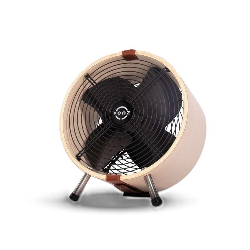 Venz เวนซ์ พัดลมตกแต่ง Tuber ทรงกลมถังไม้ 12 นิ้ว รุ่น Wooden Collection (สี Maple)-1