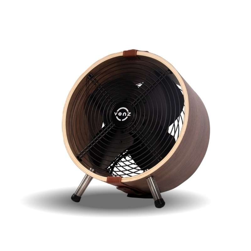 Venz เวนซ์ พัดลมตกแต่ง Tuber ทรงกลมถังไม้ 12 นิ้ว รุ่น Wooden Collection (สี Oak)-1