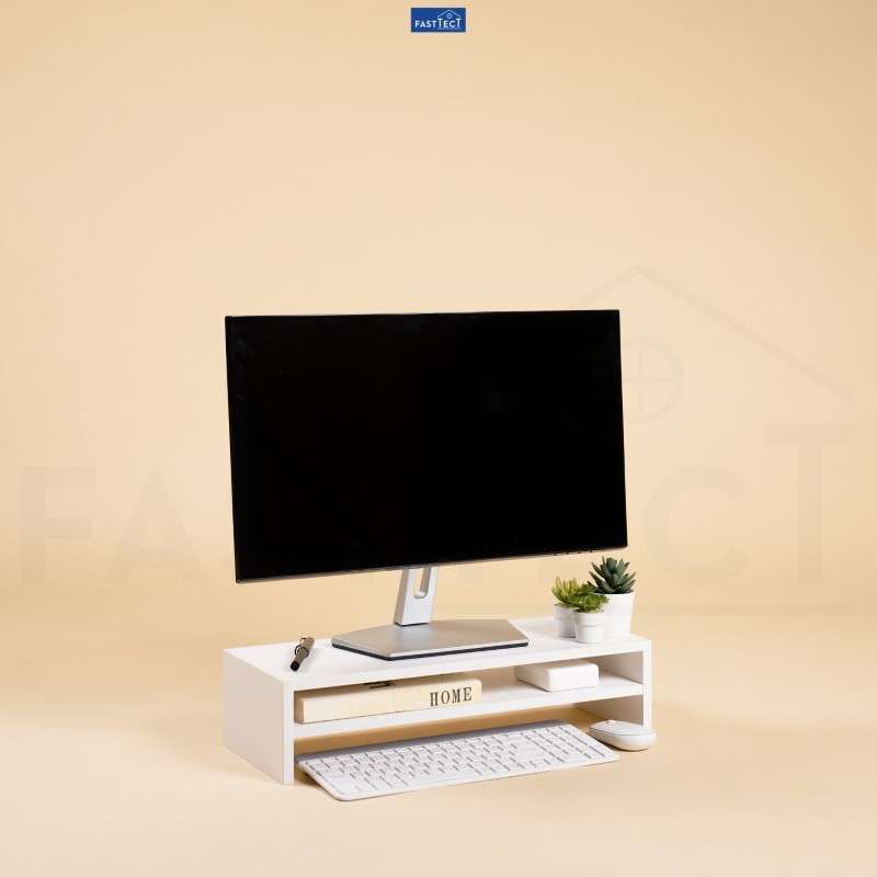 ชั้ันวางจอคอม ไม่มีลิ้นชัก FASTTECT สีขาว-1