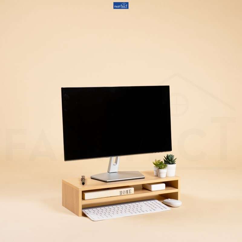 ชั้ันวางจอคอม ไม่มีลิ้นชัก FASTTECT สีเมเปิ้ล-1