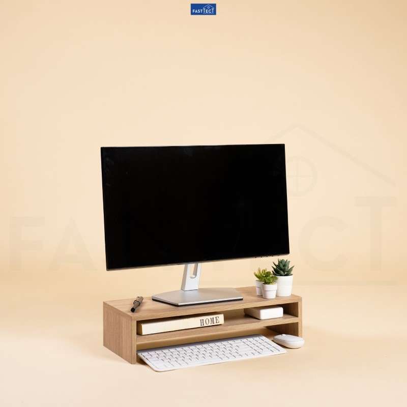 ชั้ันวางจอคอม ไม่มีลิ้นชัก FASTTECT สีไวท์โอ๊ค-1