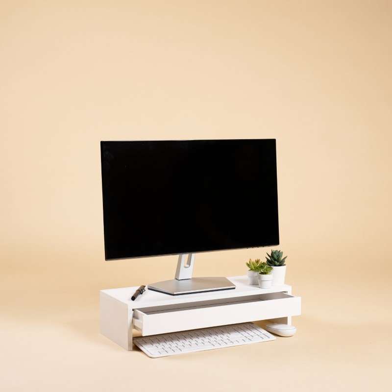 ชั้ันวางจอคอม 1 ลิ้นชัก FASTTECT สีขาว-1