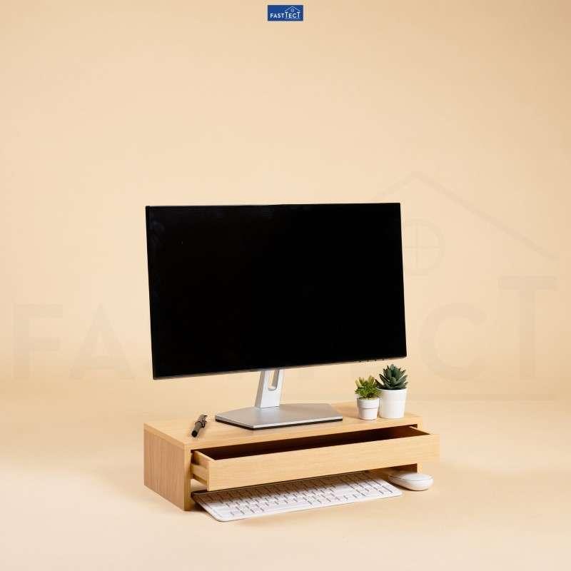 ชั้ันวางจอคอม 1 ลิ้นชัก FASTTECT สีเมเปิ้ล-1