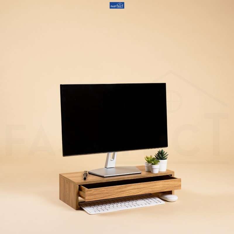 ชั้ันวางจอคอม 1 ลิ้นชัก FASTTECT สีลาเต้-1